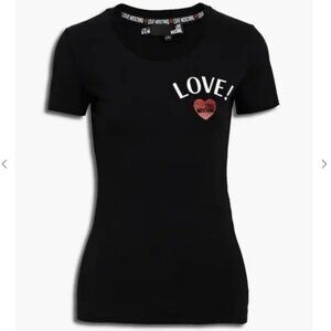 Love Moschino glitter print T-Shirt